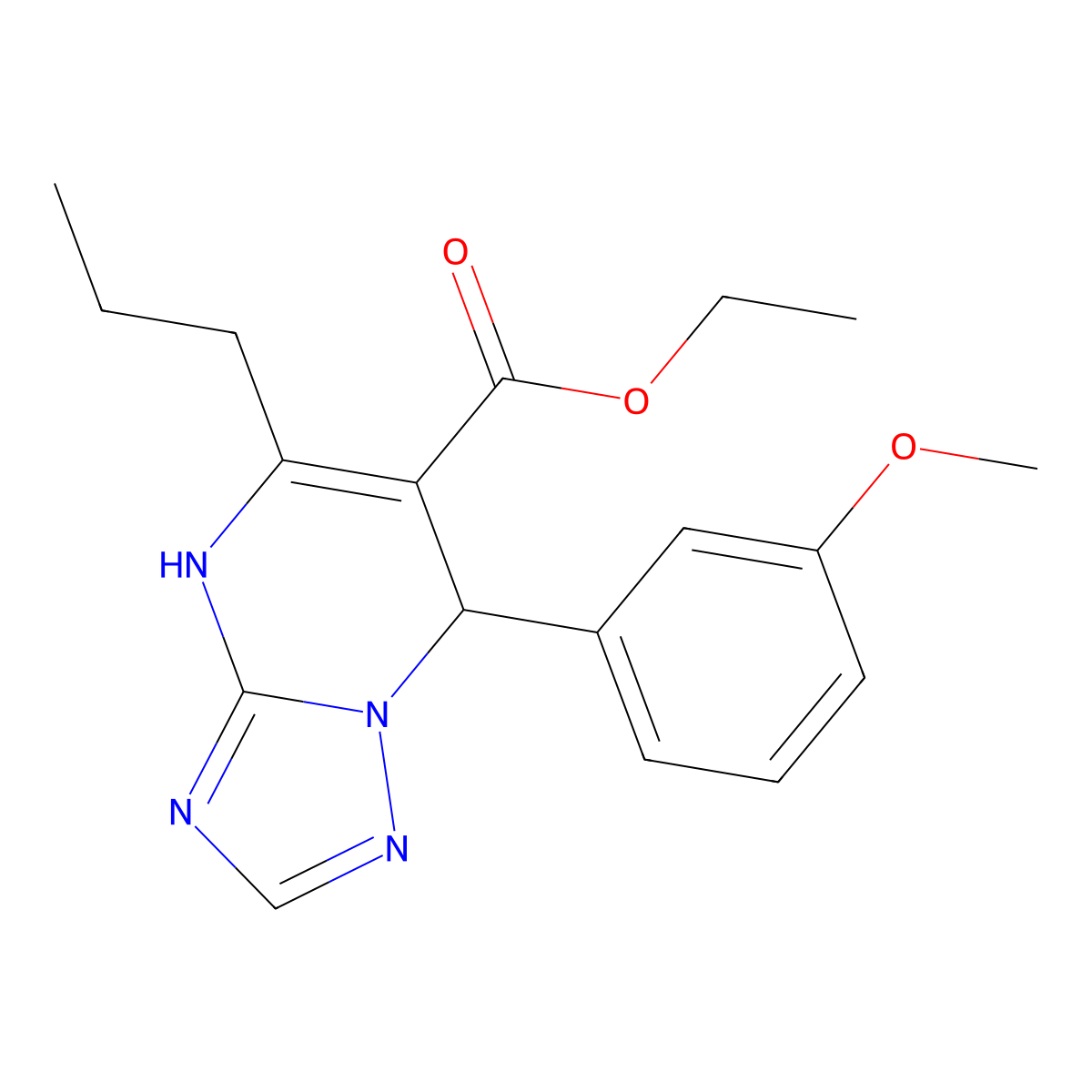 Ethyl 7-(3-methoxyphenyl)-5-propyl-4,7-dihydro[1,2,4]triazolo[1,5-a]pyrimidine-6-carboxylate molecular structure, CAS 685849-06-3