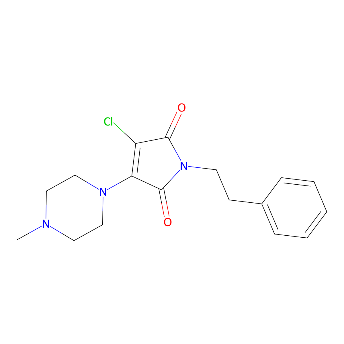 3-Chloro-4-(4-methyl-piperazin-1-yl)-1-phenethyl-pyrrole-2,5-dione molecular structure, CAS 685849-17-6