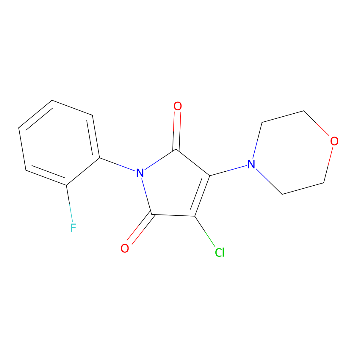 3-Chloro-1-(2-fluorophenyl)-4-morpholin-4-ylpyrrole-2,5-dione molecular structure, CAS 685849-29-0
