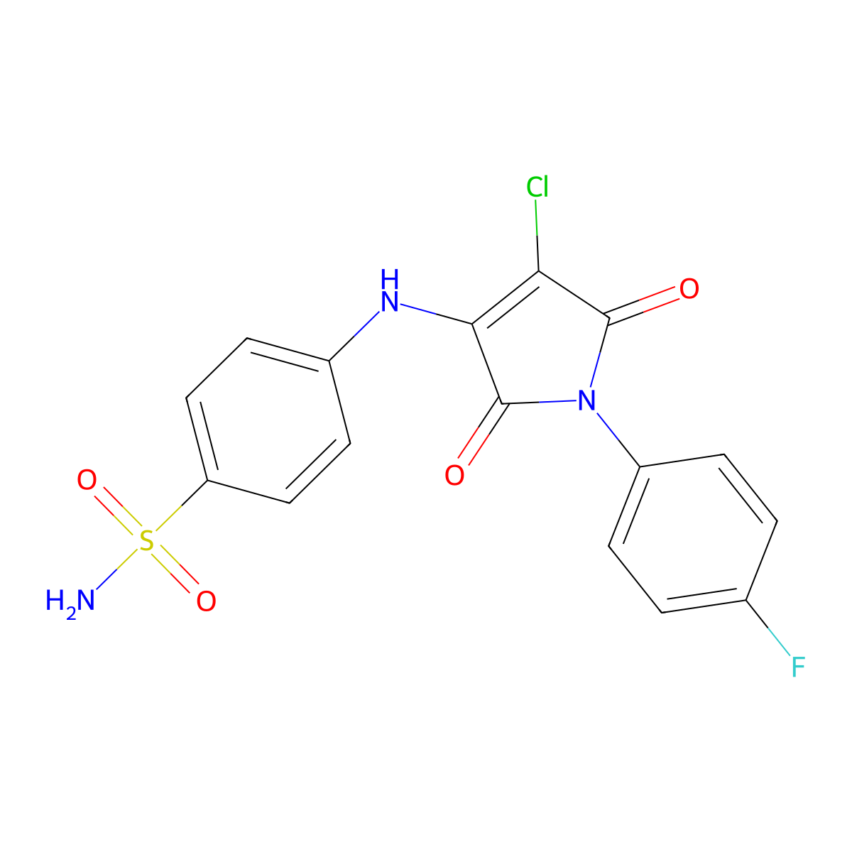 4-((4-Chloro-1-(4-fluorophenyl)-2,5-dioxo-2,5-dihydro-1H-pyrrol-3-yl)amino)benzenesulfonamide molecular structure, CAS 685849-34-7