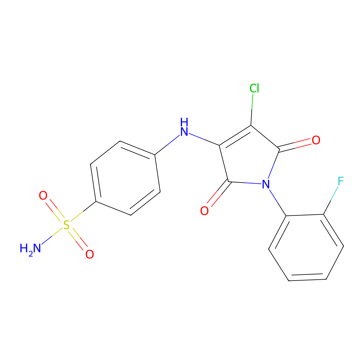 4-((4-Chloro-1-(2-fluorophenyl)-2,5-dioxo-2,5-dihydro-1H-pyrrol-3-yl)amino)benzenesulfonamide molecular structure, CAS 685849-38-1