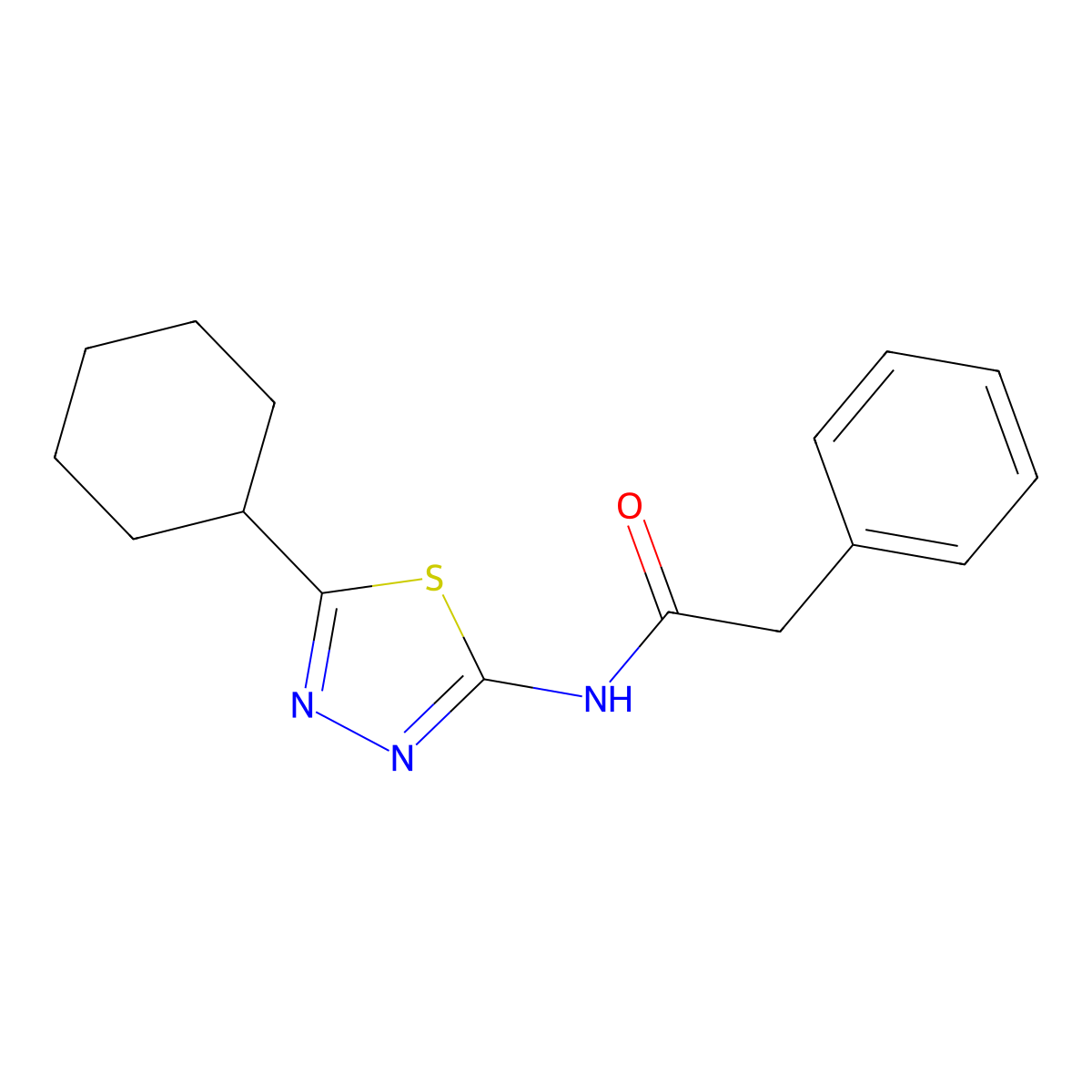 N-(5-cyclohexyl-1,3,4-thiadiazol-2-yl)-2-phenylacetamide molecular structure, CAS 685849-61-0