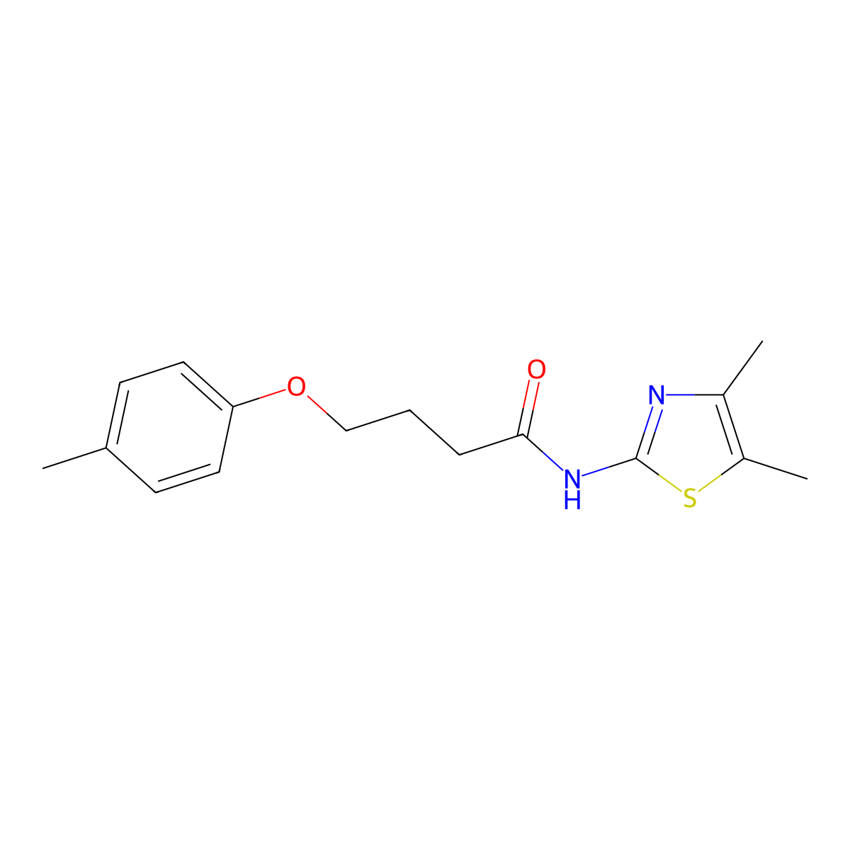 N-(4,5-dimethyl-1,3-thiazol-2-yl)-4-(4-methylphenoxy)butanamide molecular structure, CAS 685849-70-1