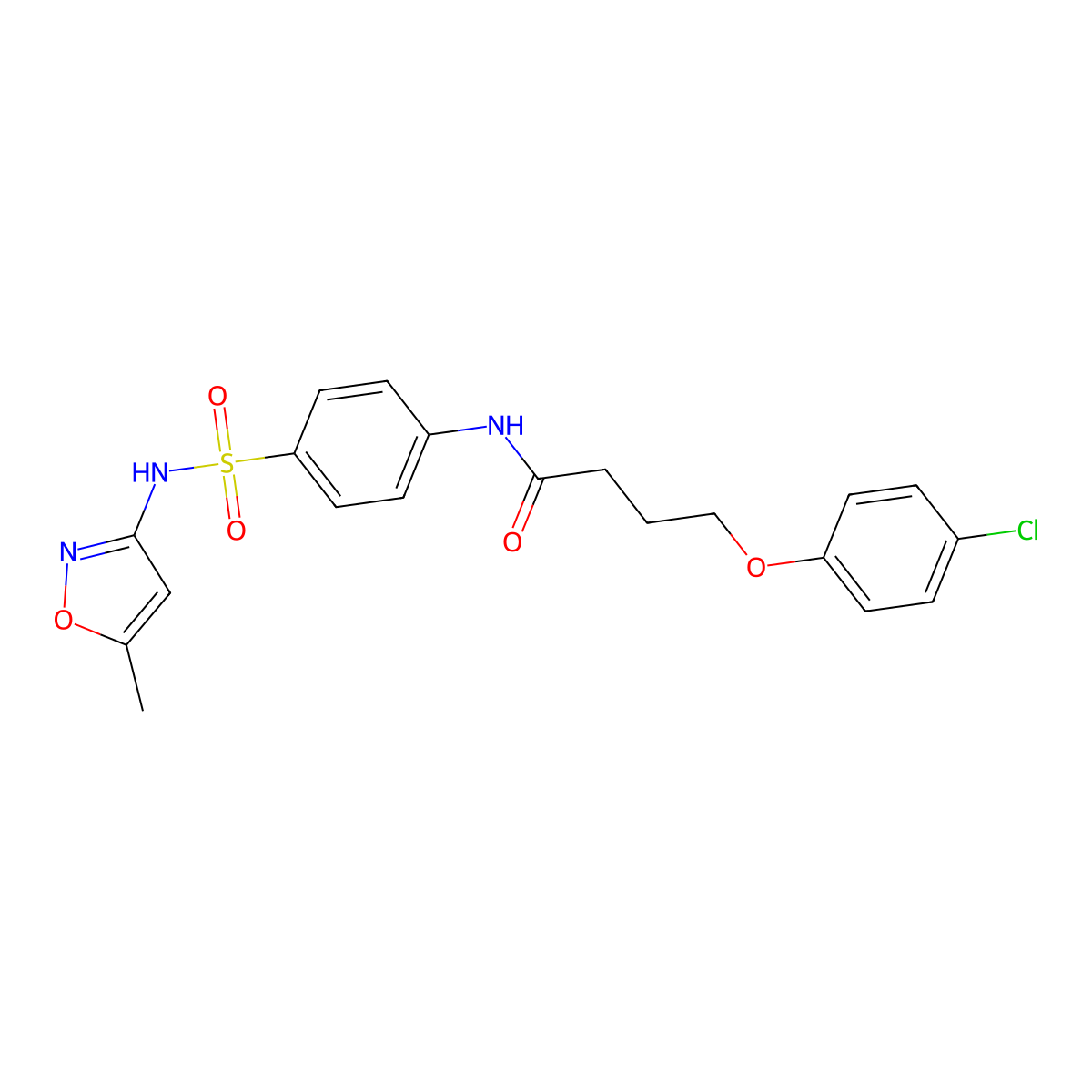 4-(4-Chloro-phenoxy)-N-[4-(5-methyl-isoxazol-3-ylsulfamoyl)-phenyl]-butyramide molecular structure, CAS 685849-94-9