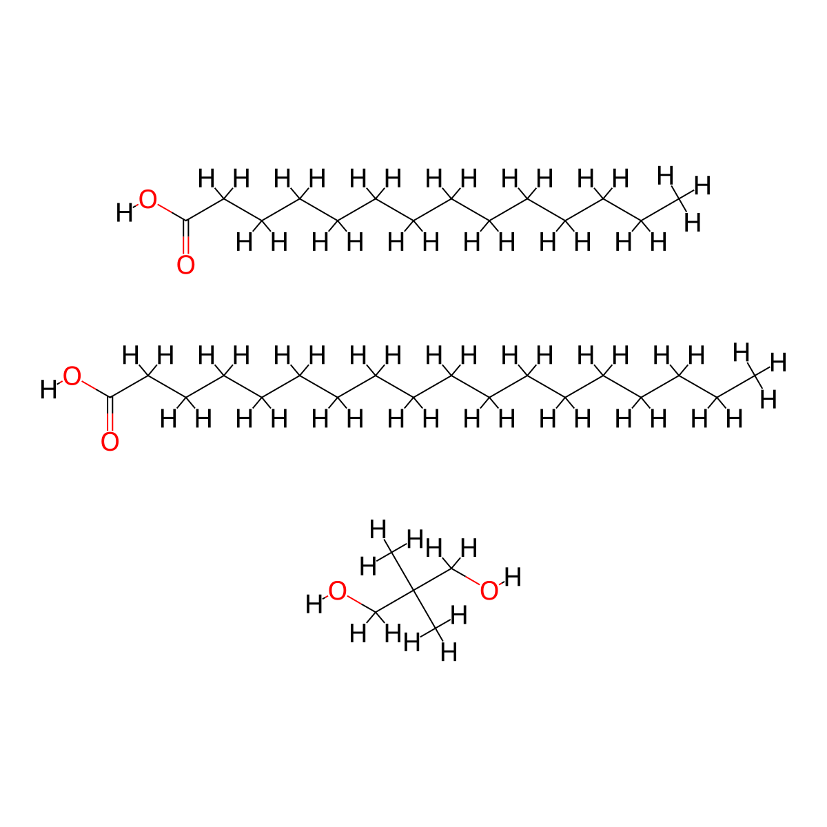 Octadecanoic acid, mixed esters with myristic acid and neopentyl glycol molecular structure, CAS 68585-01-3