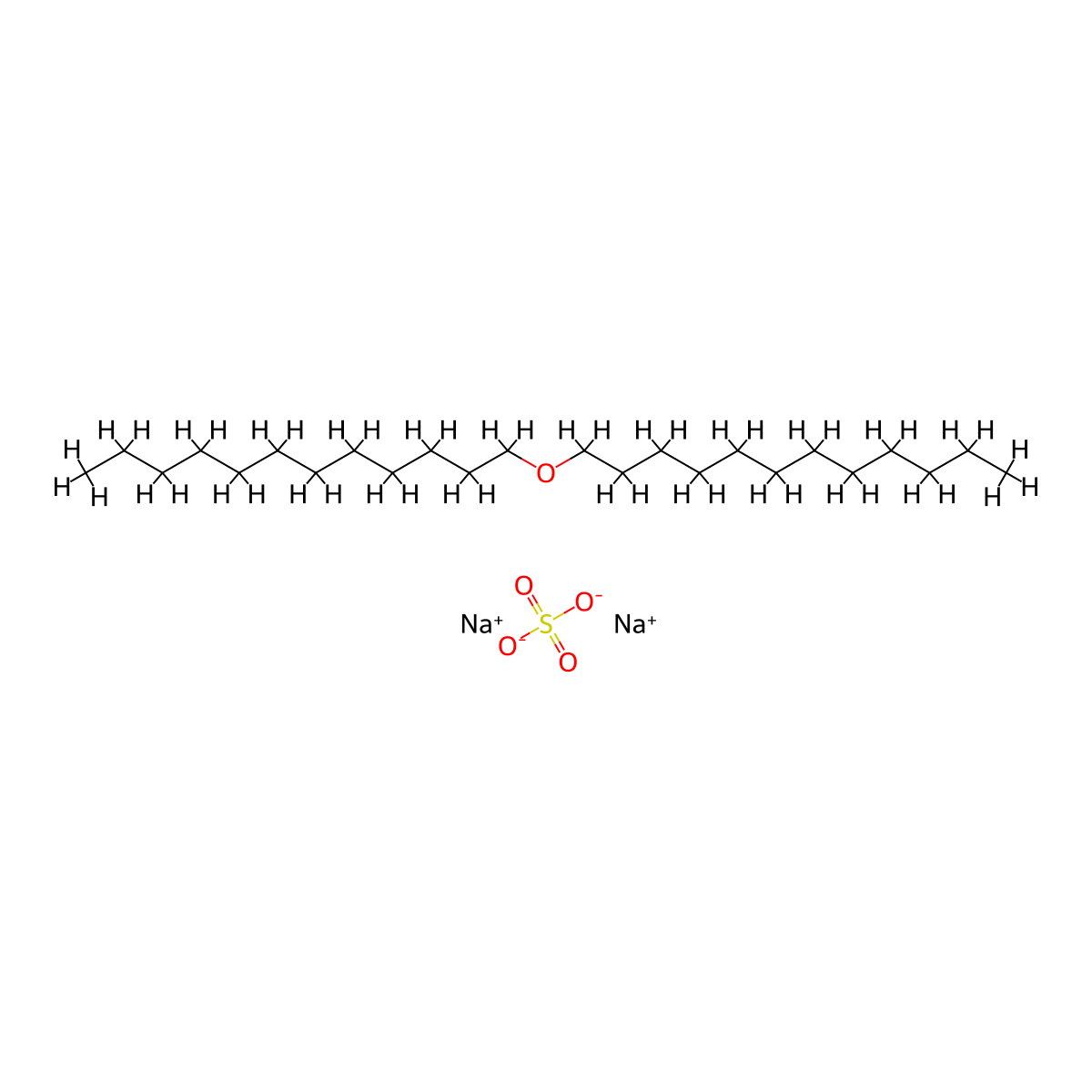 Lauryl ether sulfate sodium molecular structure, CAS 68585-34-2