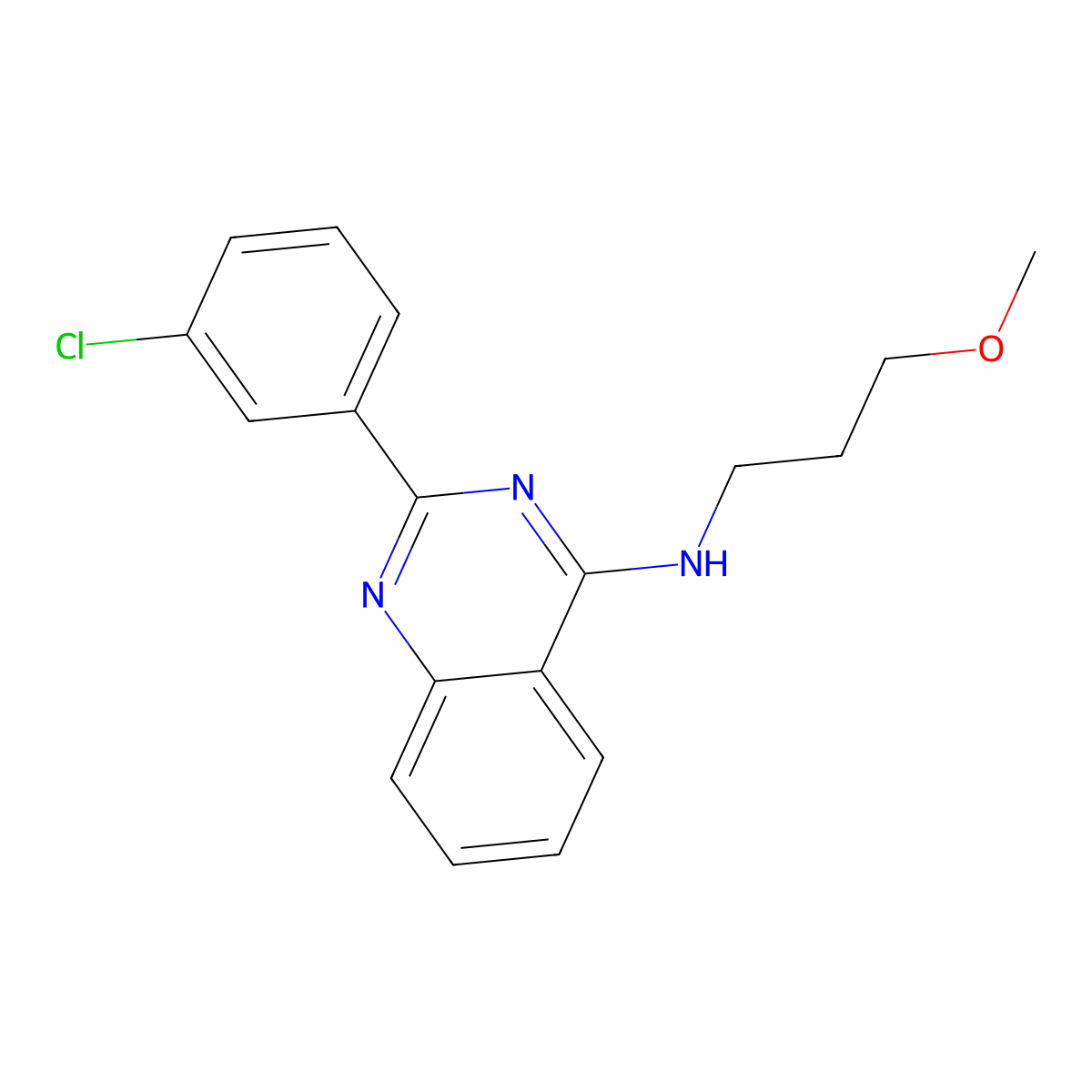 2-(3-chlorophenyl)-N-(3-methoxypropyl)quinazolin-4-amine molecular structure, CAS 685850-20-8