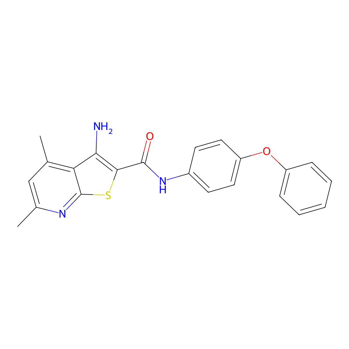 3-amino-4,6-dimethyl-N-(4-phenoxyphenyl)thieno[2,3-b]pyridine-2-carboxamide molecular structure, CAS 685851-89-2