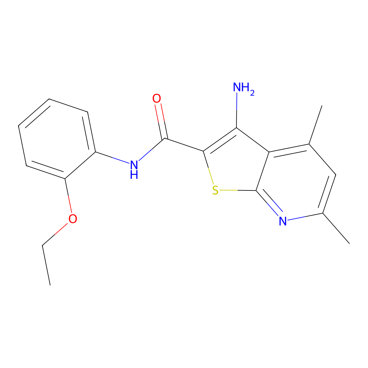 3-amino-N-(2-ethoxyphenyl)-4,6-dimethylthieno[2,3-b]pyridine-2-carboxamide molecular structure, CAS 685851-97-2