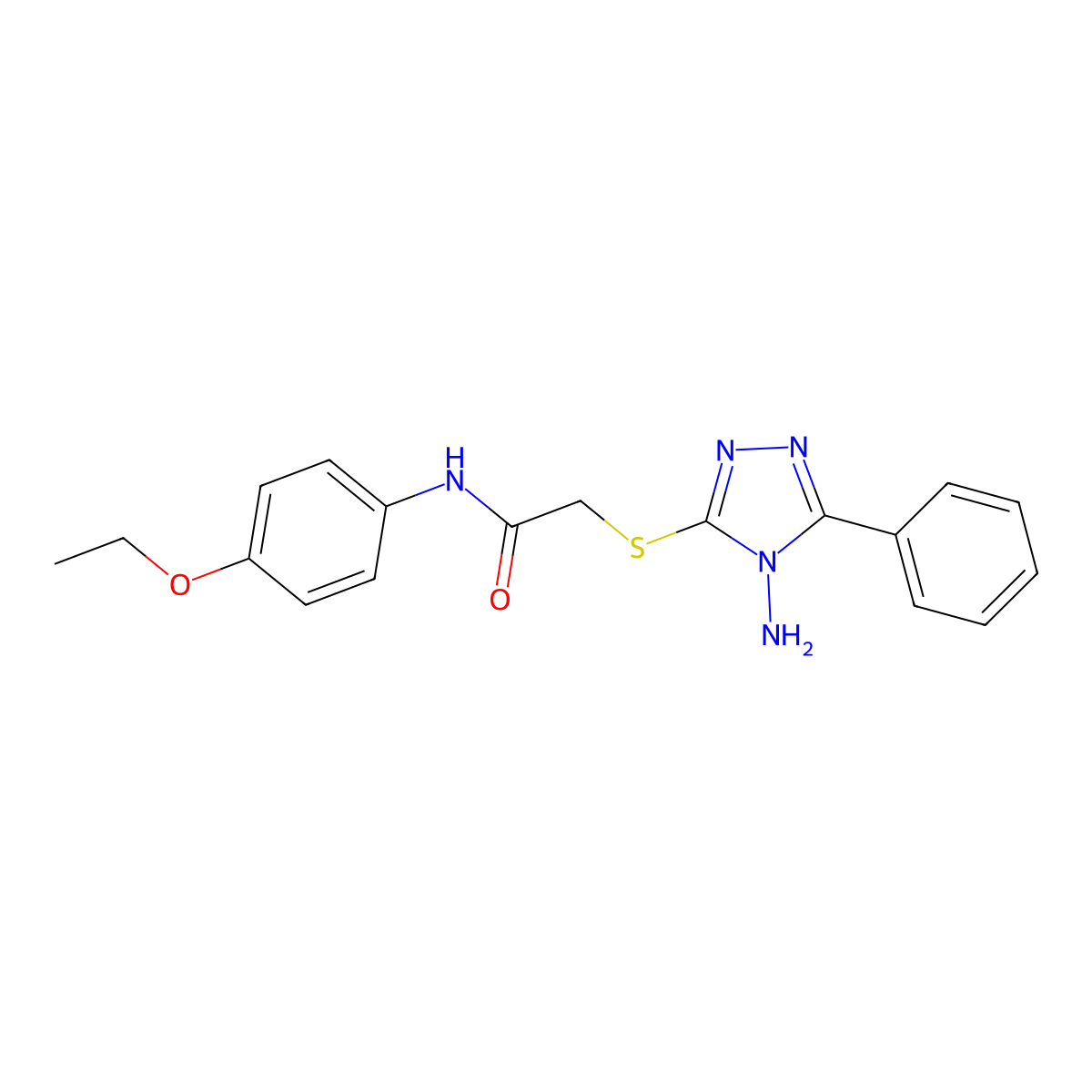2-((4-amino-5-phenyl-4H-1,2,4-triazol-3-yl)thio)-N-(4-ethoxyphenyl)acetamide molecular structure, CAS 685851-99-4