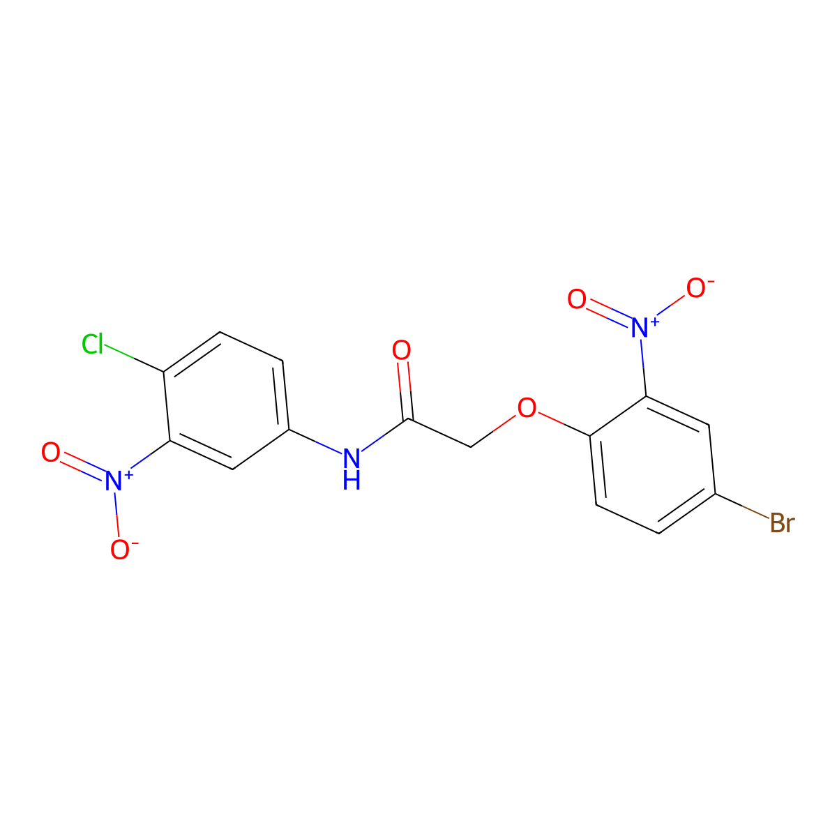2-(4-bromo-2-nitrophenoxy)-N-(4-chloro-3-nitrophenyl)acetamide molecular structure, CAS 685853-18-3