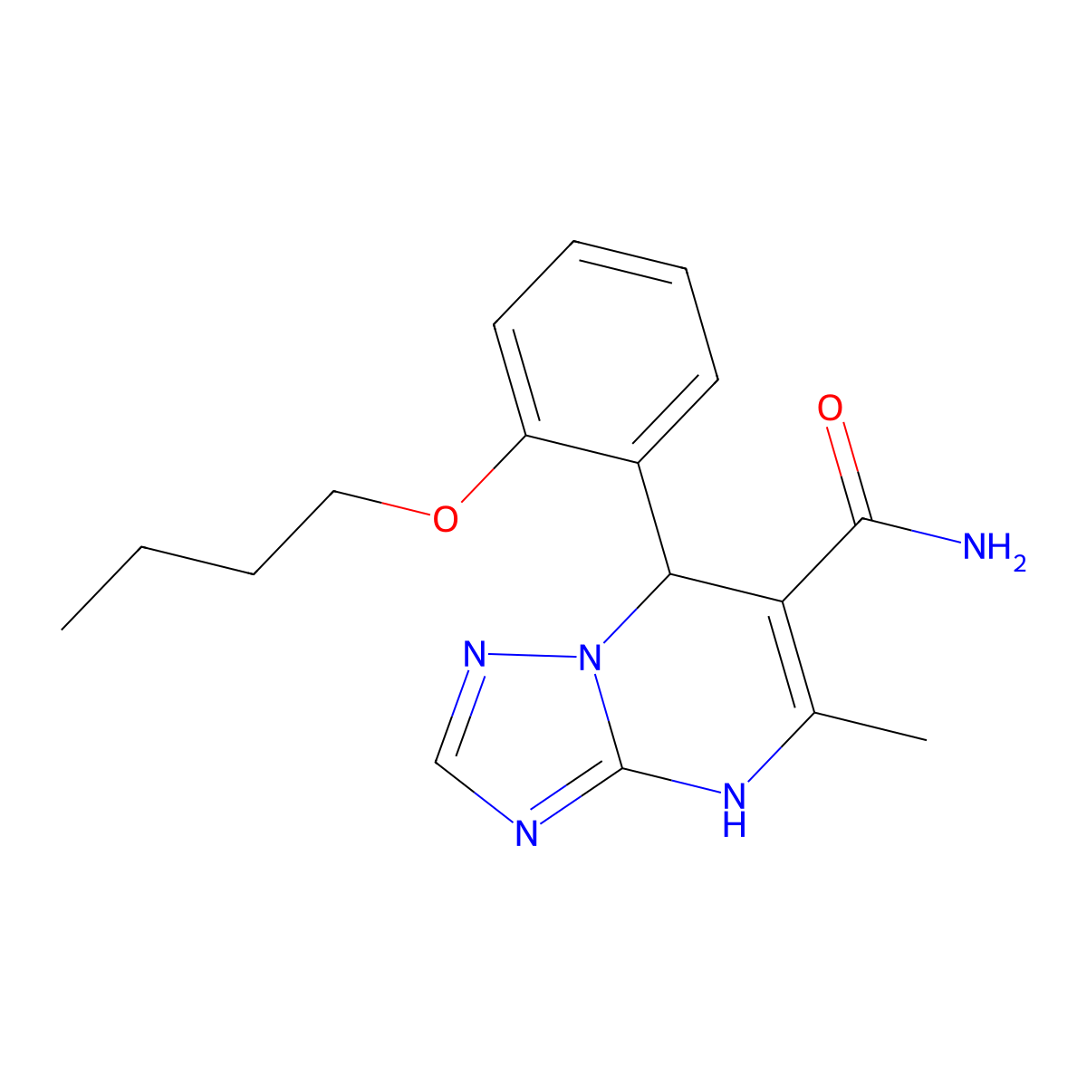7-(2-Butoxyphenyl)-5-methyl-4,7-dihydro-[1,2,4]triazolo[1,5-a]pyrimidine-6-carboxamide molecular structure, CAS 685853-61-6