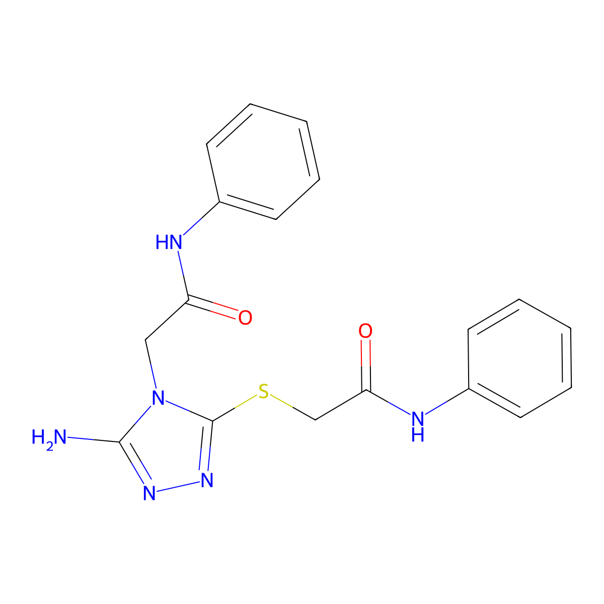 2-({5-amino-4-[(phenylcarbamoyl)methyl]-4H-1,2,4-triazol-3-yl}sulfanyl)-N-phenylacetamide molecular structure, CAS 685853-66-1