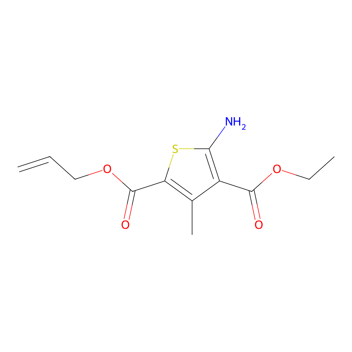 4-Ethyl 2-prop-2-en-1-yl 5-amino-3-methylthiophene-2,4-dicarboxylate molecular structure, CAS 685854-20-0
