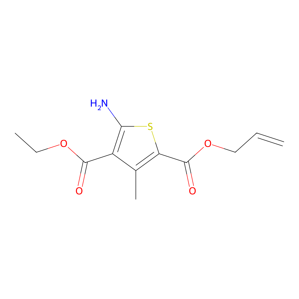 4-Ethyl 2-prop-2-en-1-yl 5-amino-3-methylthiophene-2,4-dicarboxylate molecular structure, CAS 685854-20-0