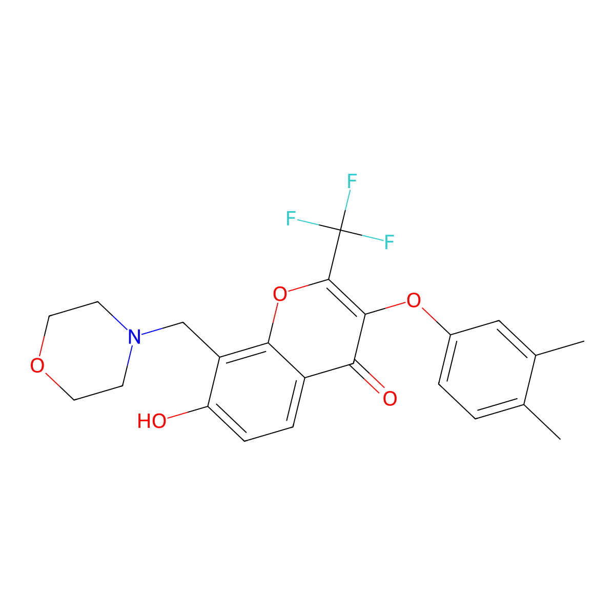 3-(3,4-Dimethylphenoxy)-7-hydroxy-8-(morpholin-4-ylmethyl)-2-(trifluoromethyl)chromen-4-one molecular structure, CAS 685861-28-3