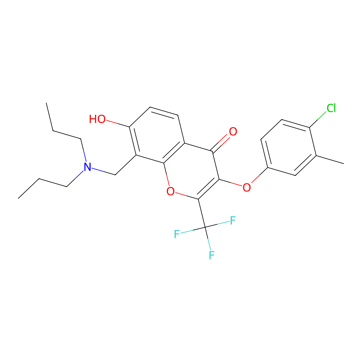 3-(4-chloro-3-methylphenoxy)-8-[(dipropylamino)methyl]-7-hydroxy-2-(trifluoromethyl)-4H-chromen-4-one molecular structure, CAS 685861-44-3