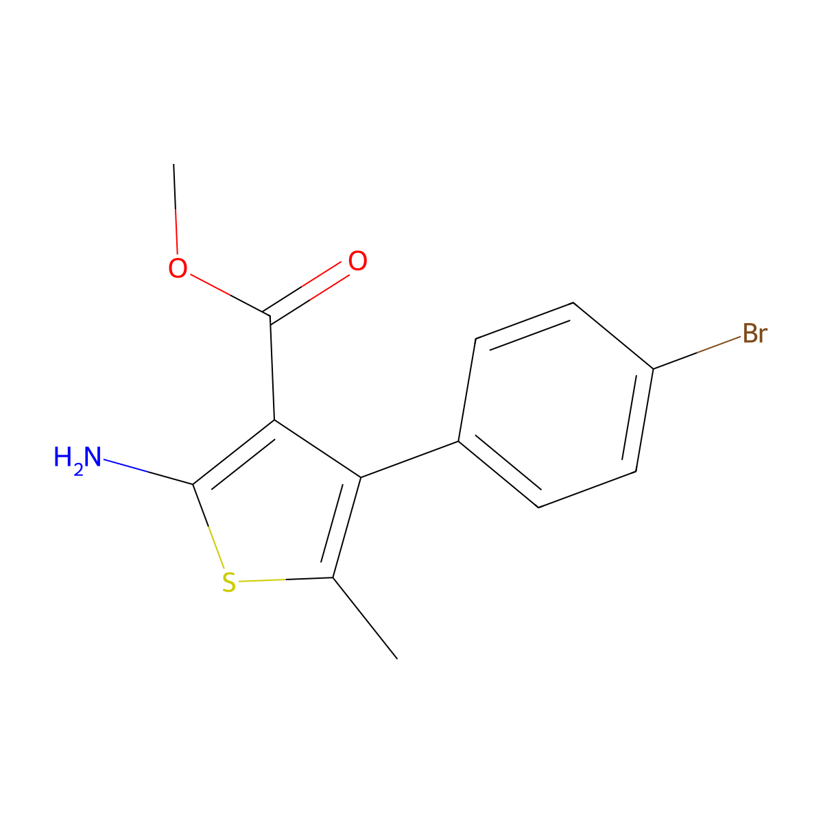 Methyl 2-amino-4-(4-bromophenyl)-5-methylthiophene-3-carboxylate molecular structure, CAS 685861-76-1