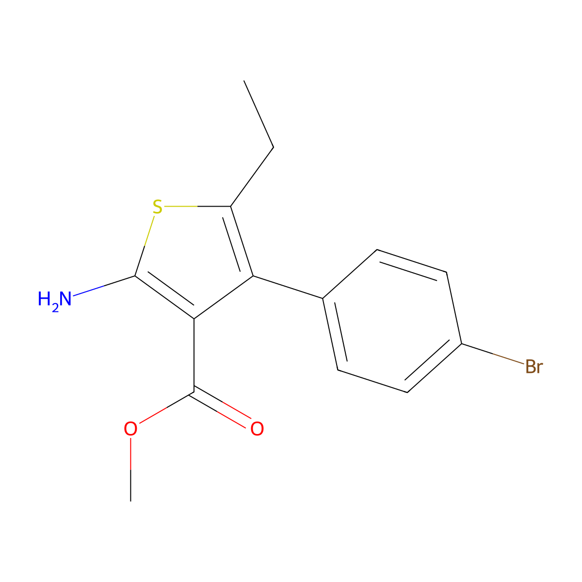 Methyl 2-amino-4-(4-bromophenyl)-5-ethylthiophene-3-carboxylate molecular structure, CAS 685861-81-8