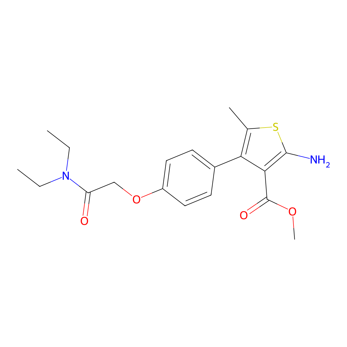 Methyl 2-amino-4-[4-[2-(diethylamino)-2-oxoethoxy]phenyl]-5-methylthiophene-3-carboxylate molecular structure, CAS 685861-82-9