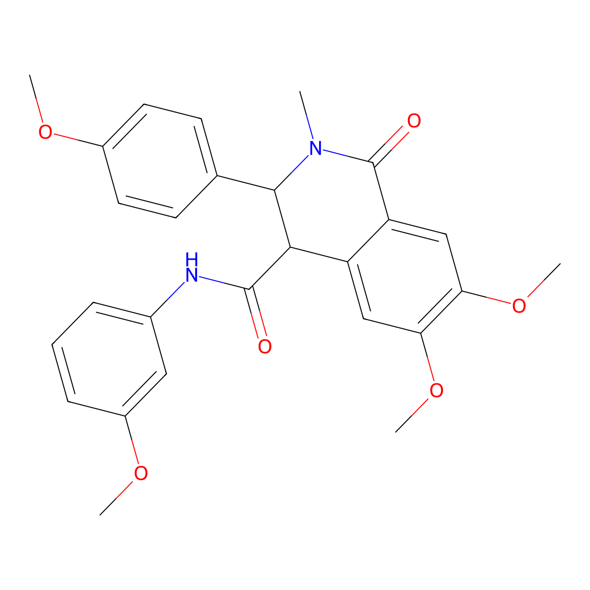 6,7-Dimethoxy-n-(3-methoxyphenyl)-3-(4-methoxyphenyl)-2-methyl-1-oxo-1,2,3,4-tetrahydroisoquinoline-4-carboxamide molecular structure, CAS 685868-32-0