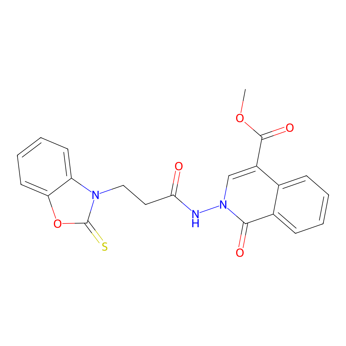 Methyl 1-oxo-2-[3-(2-sulfanylidene-1,3-benzoxazol-3-yl)propanoylamino]isoquinoline-4-carboxylate molecular structure, CAS 685869-13-0