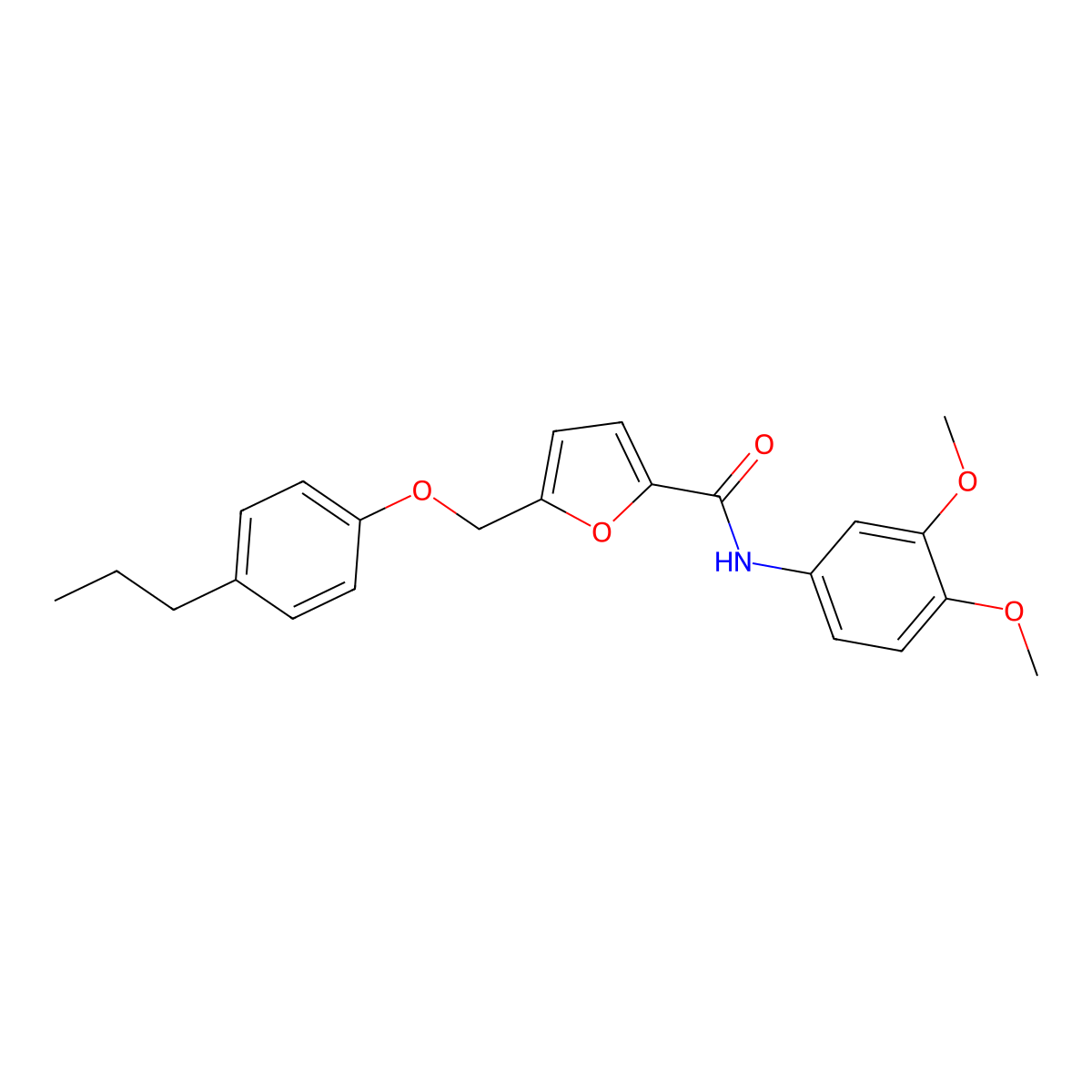 N-(3,4-dimethoxyphenyl)-5-[(4-propylphenoxy)methyl]furan-2-carboxamide molecular structure, CAS 685870-49-9