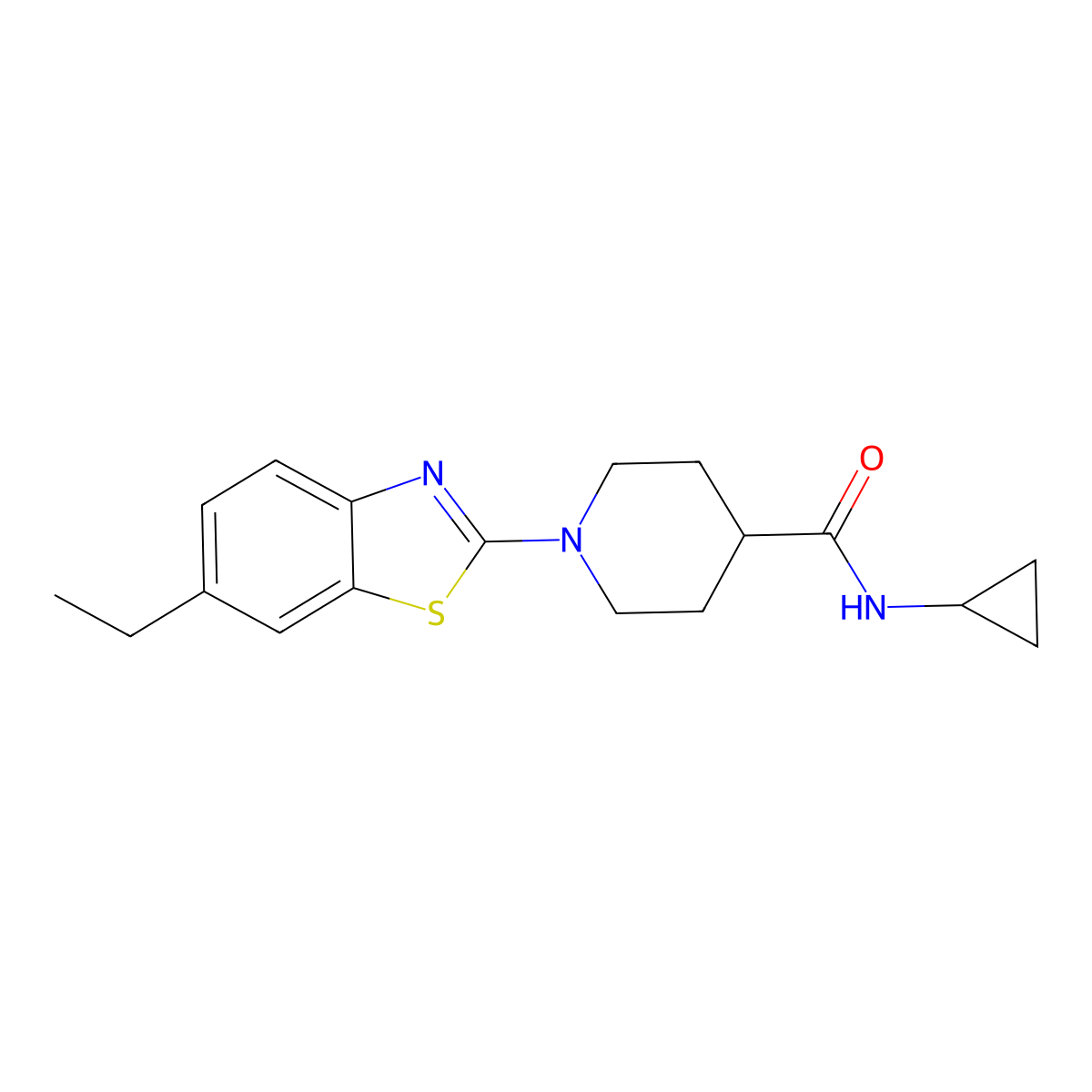 N-cyclopropyl-1-(6-ethyl-1,3-benzothiazol-2-yl)piperidine-4-carboxamide molecular structure, CAS 685884-49-5