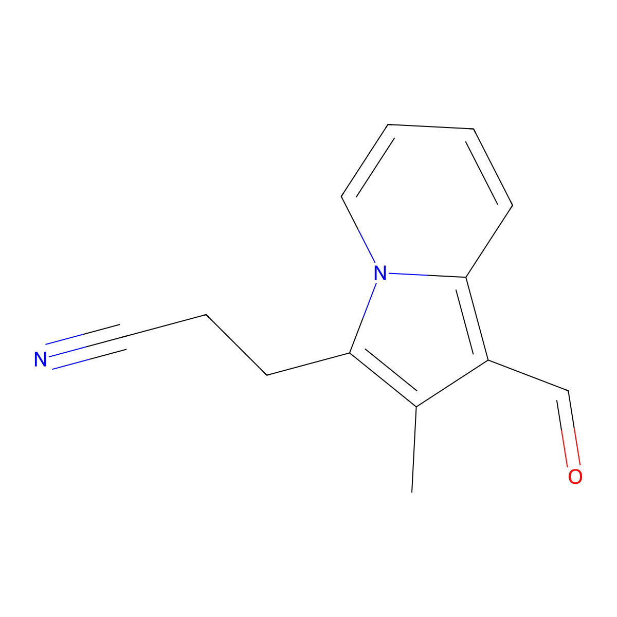 3-(1-Formyl-2-methyl-indolizin-3-yl)-propionitrile molecular structure, CAS 685891-09-2