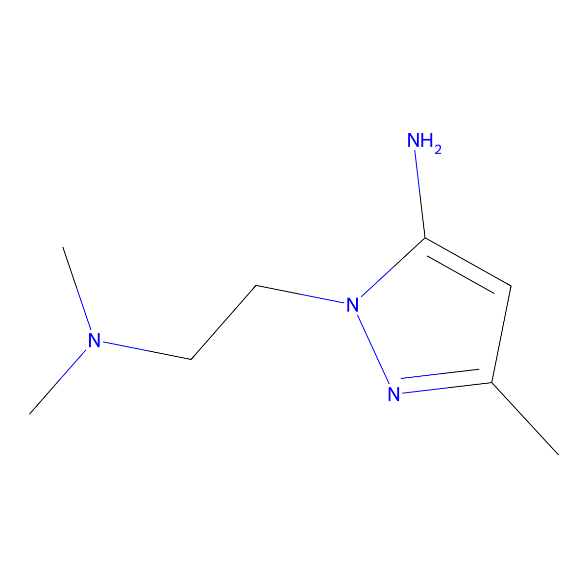 5-Amino-N,N,3-trimethyl-1H-pyrazole-1-ethanamine molecular structure, CAS 685892-22-2
