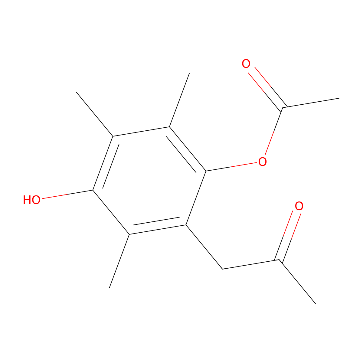 2-Propanone, 1-(2-(acetyloxy)-5-hydroxy-3,4,6-trimethylphenyl)- molecular structure, CAS 68591-15-1