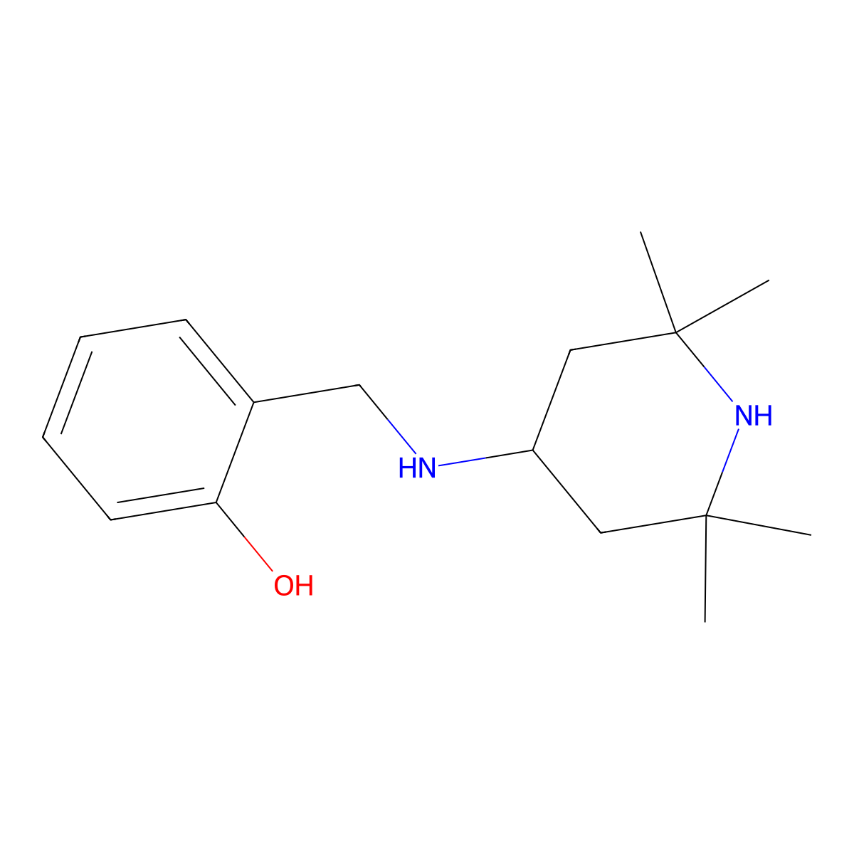 2-[(2,2,6,6-Tetramethyl-piperidin-4-ylamino)-methyl]-phenol molecular structure, CAS 68617-71-0