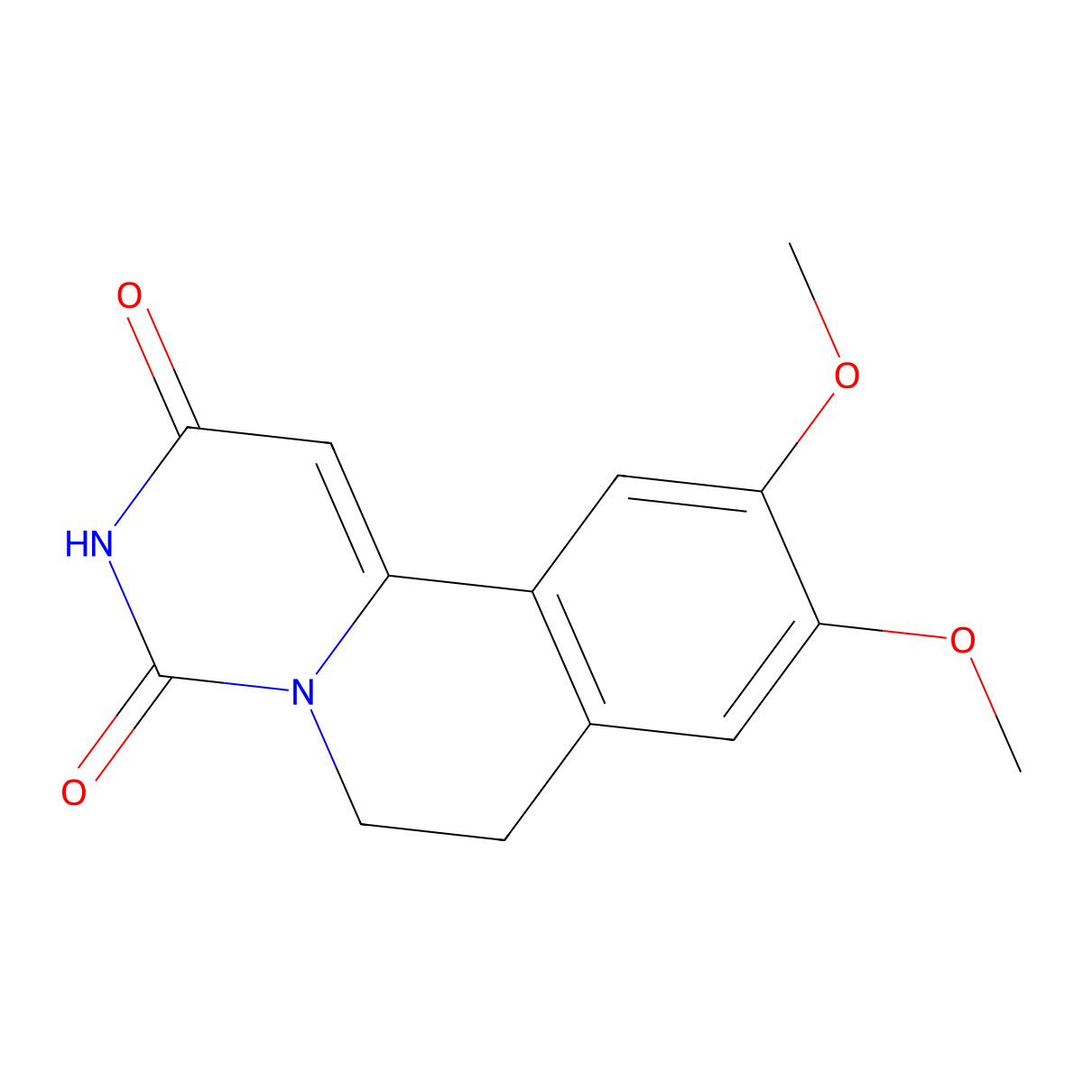 2-hydroxy-9,10-dimethoxy-6,7-dihydro-4H-pyrimido[6,1-a]isoquinolin-4-one molecular structure, CAS 68619-18-1