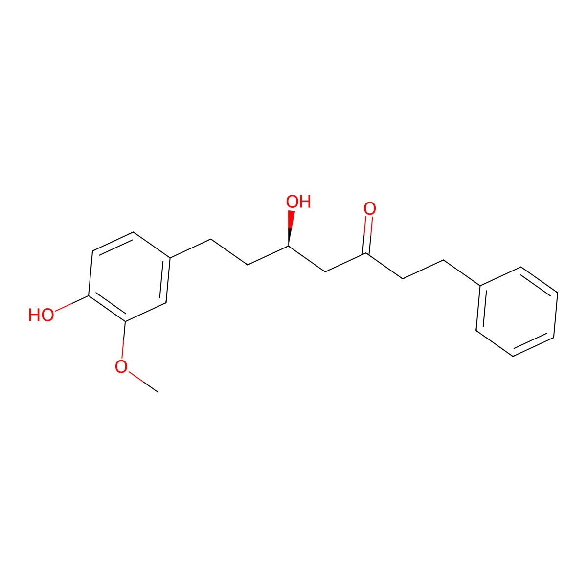 (5R)-5-hydroxy-7-(4-hydroxy-3-methoxyphenyl)-1-phenylheptan-3-one molecular structure, CAS 68622-73-1