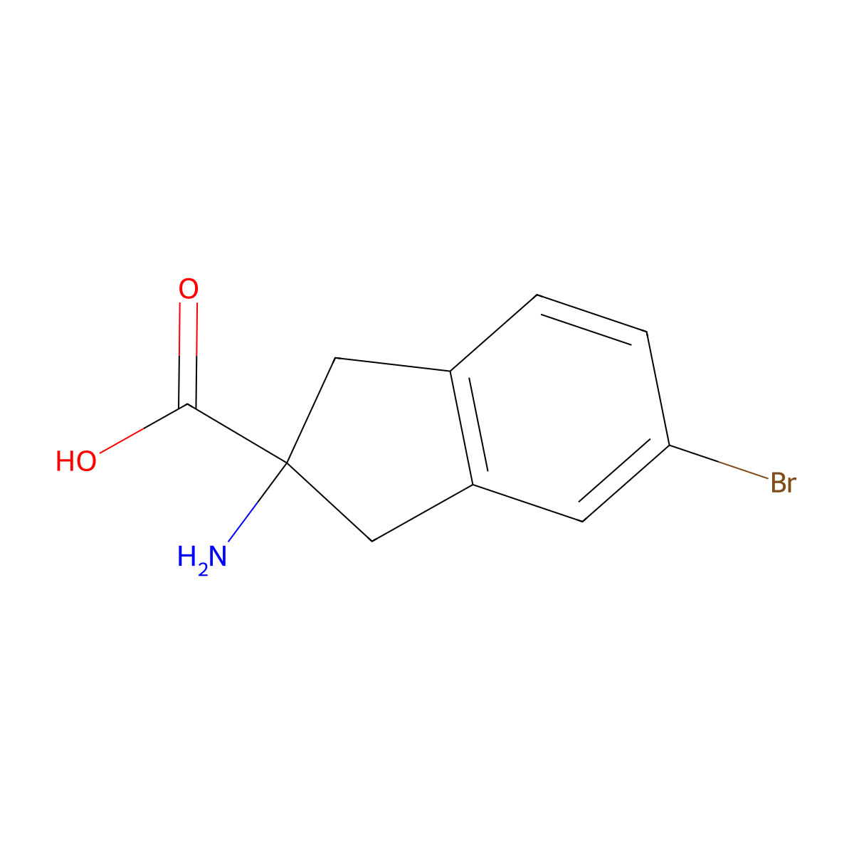 2-Amino-5-bromo-2,3-dihydro-1H-indene-2-carboxylic acid molecular structure, CAS 686254-03-5