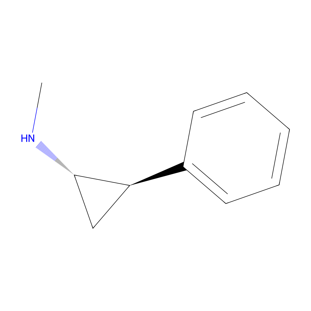 (1S,2R)-N-methyl-2-phenylcyclopropan-1-amine molecular structure, CAS 686256-08-6