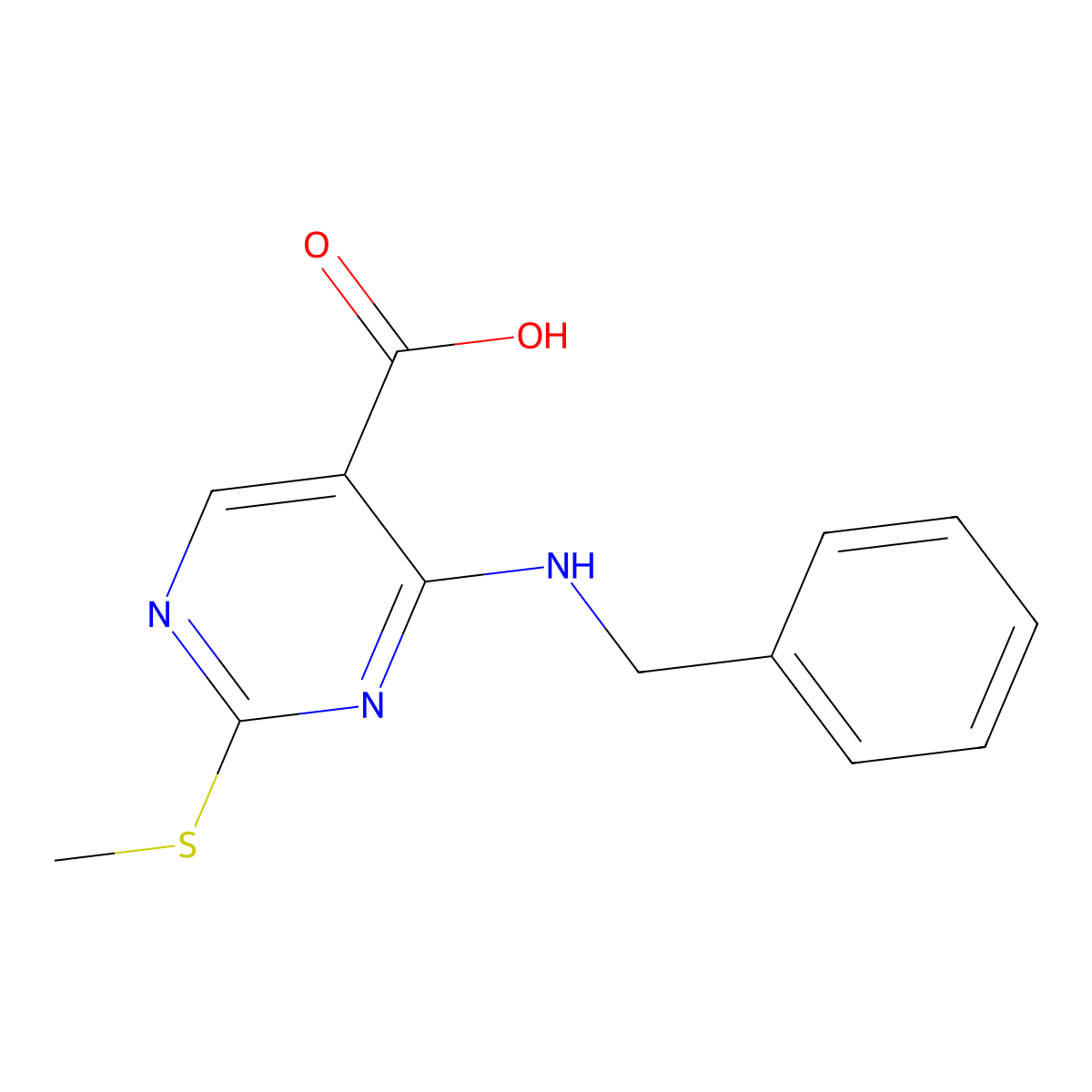 4-(Benzylamino)-2-(methylthio)pyrimidine-5-carboxylic acid molecular structure, CAS 686267-34-5