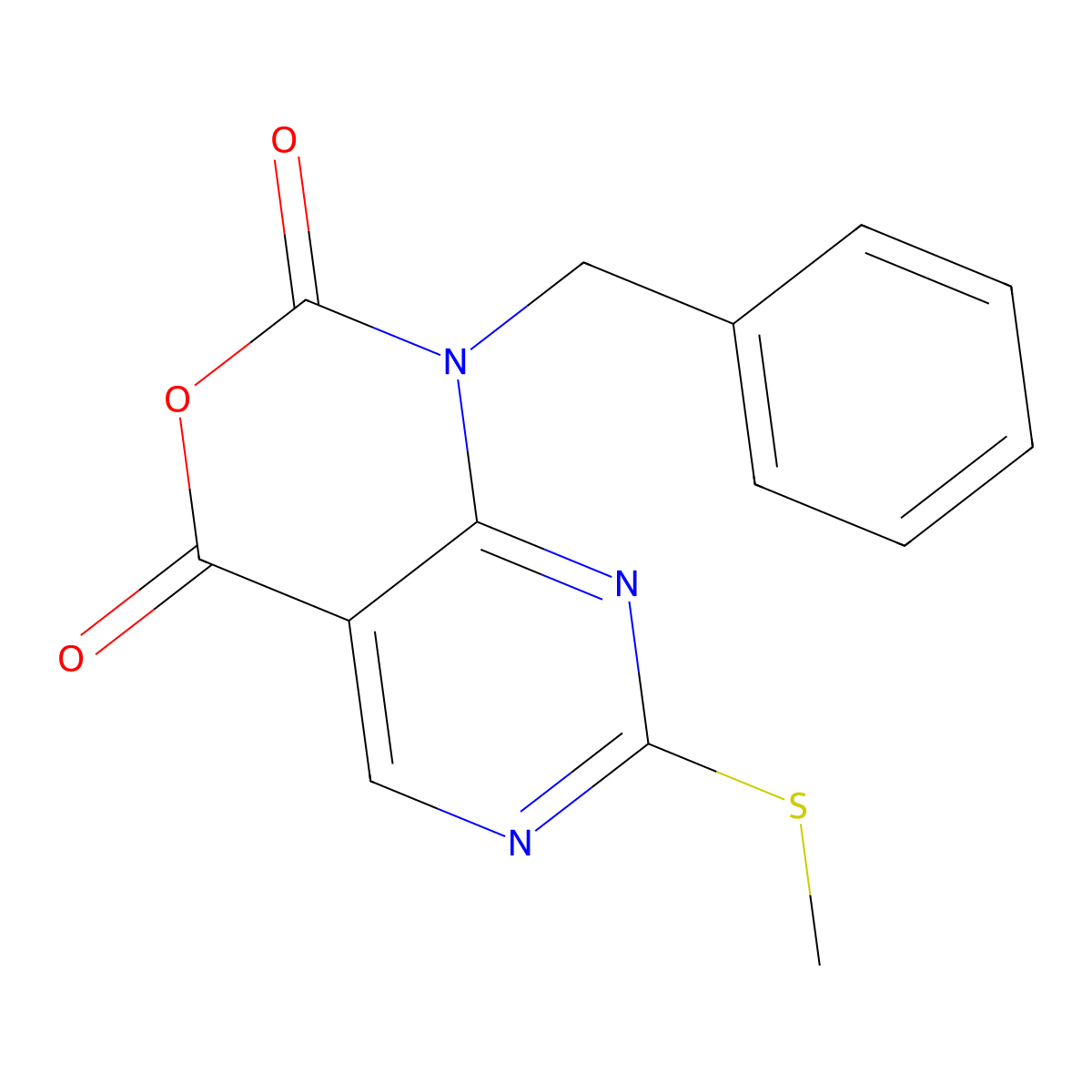 1-benzyl-7-(methylthio)-1H-pyrimido[4,5-d][1,3]oxazine-2,4-dione molecular structure, CAS 686267-35-6