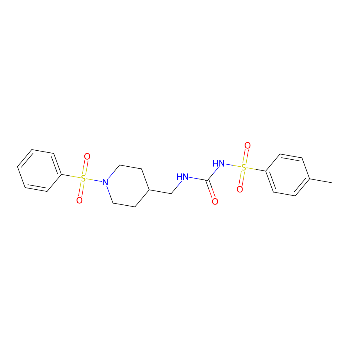 1-((1-(Phenylsulfonyl)piperidin-4-yl)methyl)-3-tosylurea molecular structure, CAS 686272-33-3
