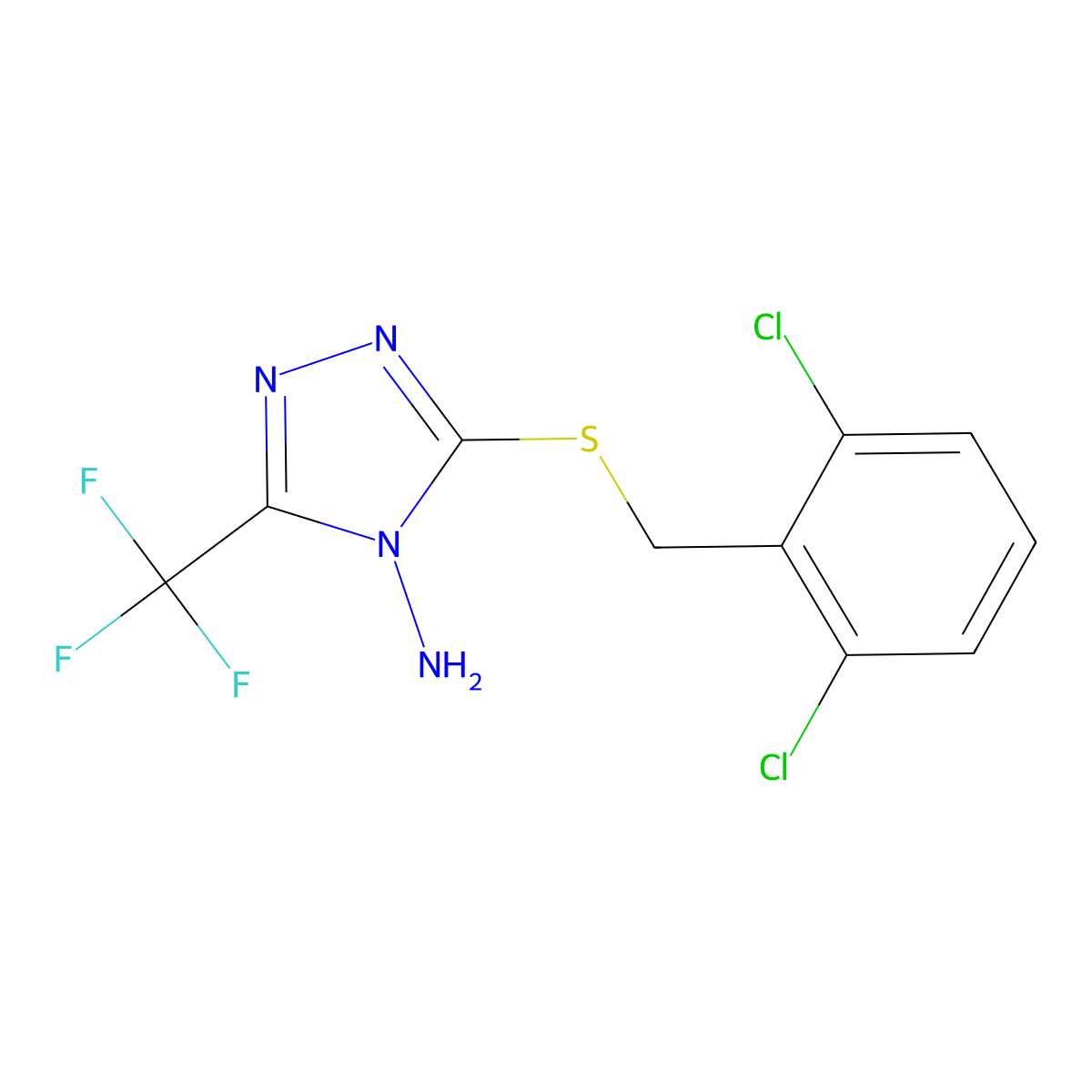 3-[(2,6-Dichlorophenyl)methylsulfanyl]-5-(trifluoromethyl)-1,2,4-triazol-4-amine molecular structure, CAS 686280-44-4