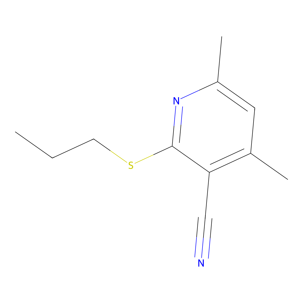 4,6-Dimethyl-2-propylsulfanylpyridine-3-carbonitrile molecular structure, CAS 686280-46-6
