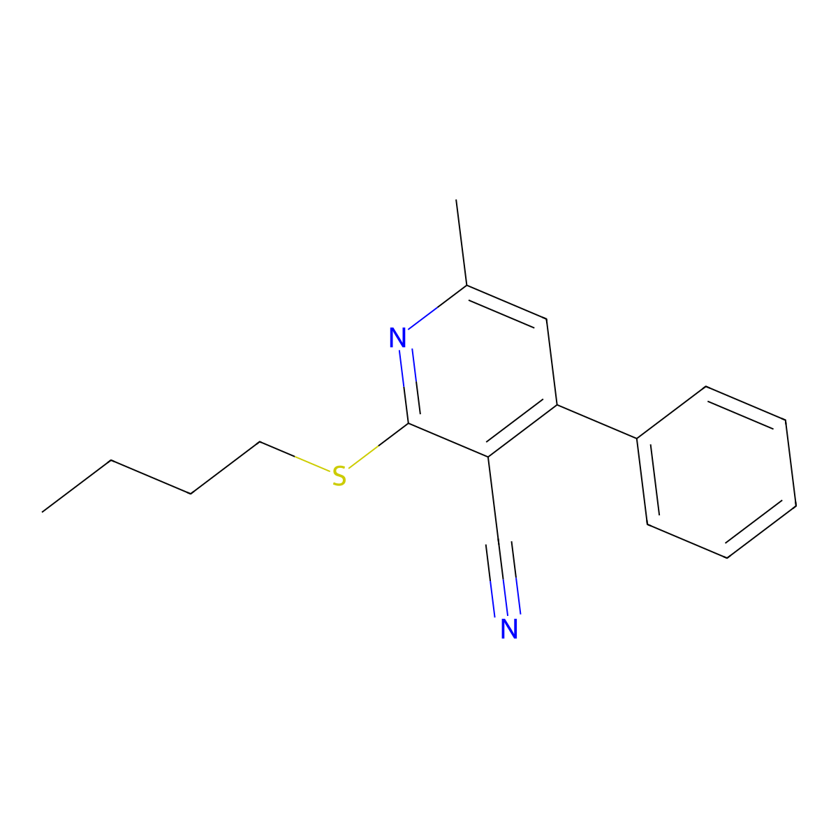 2-(Butylsulfanyl)-6-methyl-4-phenylnicotinonitrile molecular structure, CAS 686280-47-7