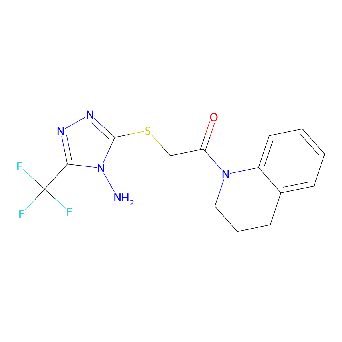 2-((4-amino-5-(trifluoromethyl)-4H-1,2,4-triazol-3-yl)thio)-1-(3,4-dihydroquinolin-1(2H)-yl)ethanone molecular structure, CAS 686281-41-4