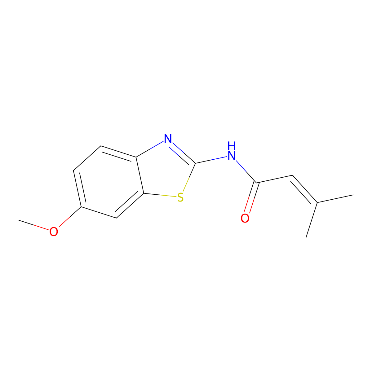 N-(6-methoxy-1,3-benzothiazol-2-yl)-3-methylbut-2-enamide molecular structure, CAS 686281-56-1