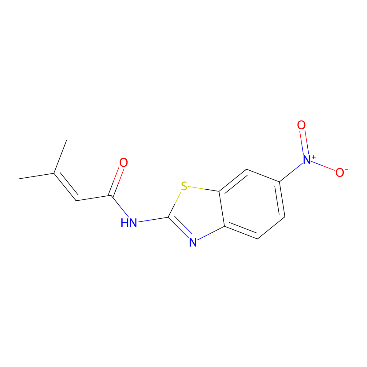 3-methyl-N-(6-nitro-1,3-benzothiazol-2-yl)but-2-enamide molecular structure, CAS 686281-57-2