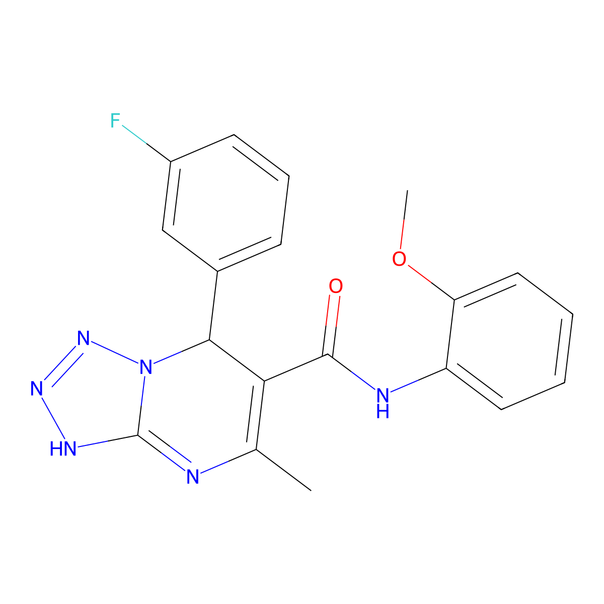 7-(3-fluorophenyl)-N-(2-methoxyphenyl)-5-methyl-4,7-dihydrotetrazolo[1,5-a]pyrimidine-6-carboxamide molecular structure, CAS 686284-19-5