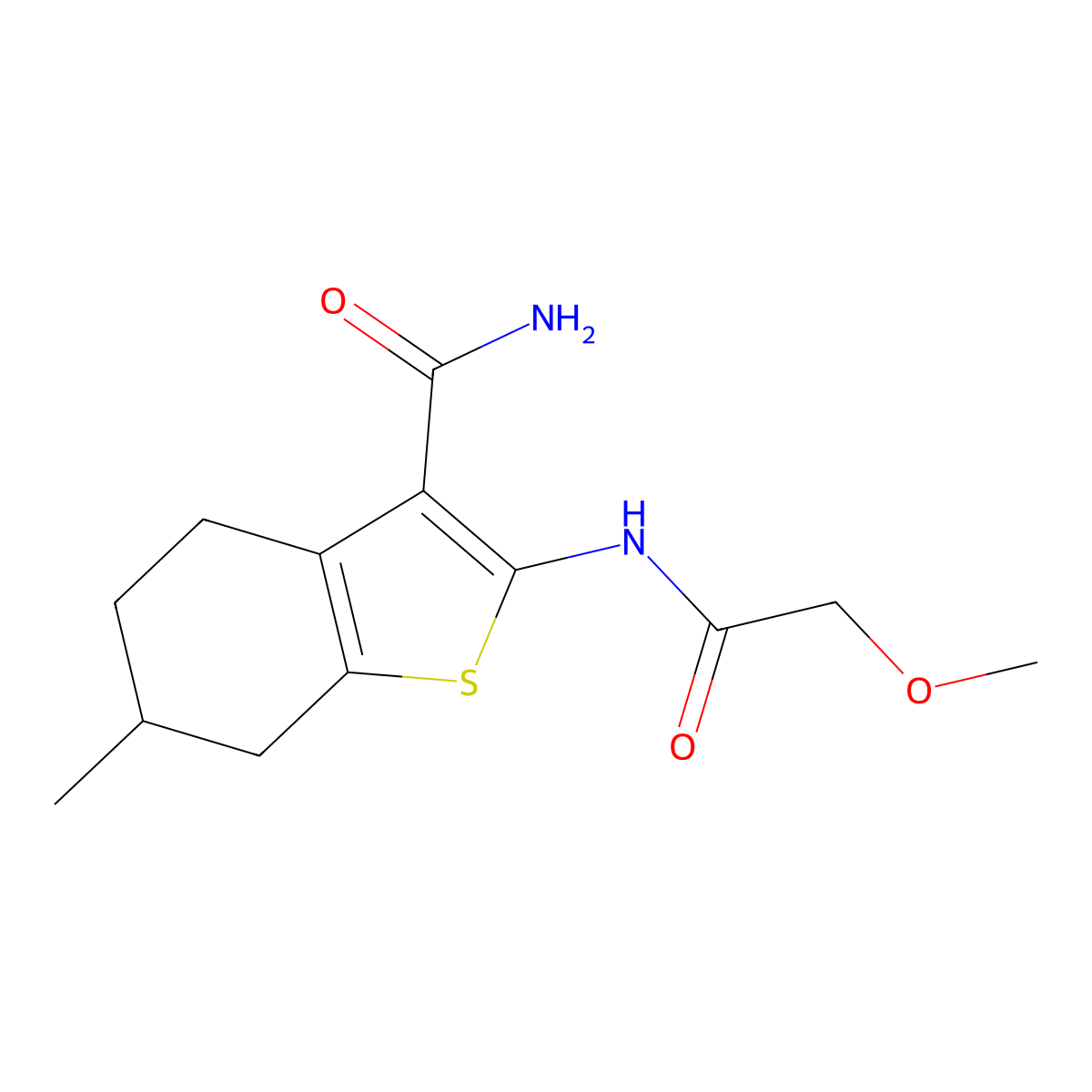2-[(Methoxyacetyl)amino]-6-methyl-4,5,6,7-tetrahydro-1-benzothiophene-3-carboxamide molecular structure, CAS 686284-94-6