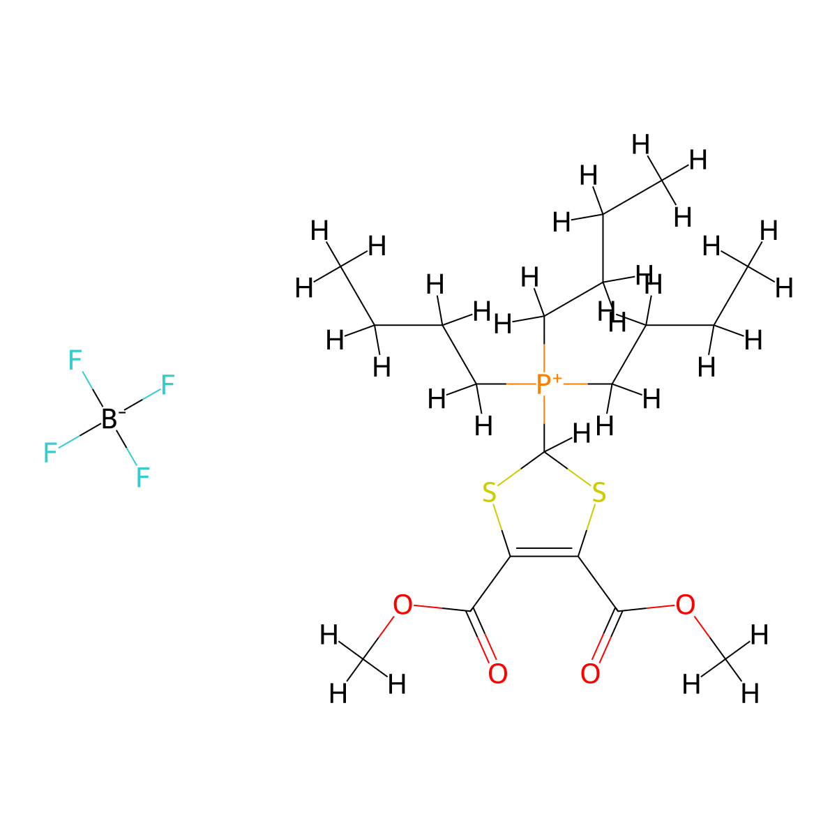(4,5-Bis-methoxycarbonyl-[1,3]dithiol-2-yl)-tributyl-phosphonium molecular structure, CAS 68629-95-8