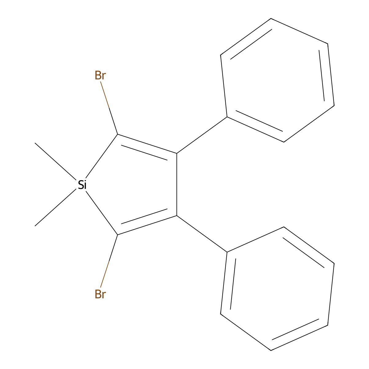 Silacyclopenta-2,4-diene, 2,5-dibromo-1,1-dimethyl-3,4-diphenyl- molecular structure, CAS 686290-22-2