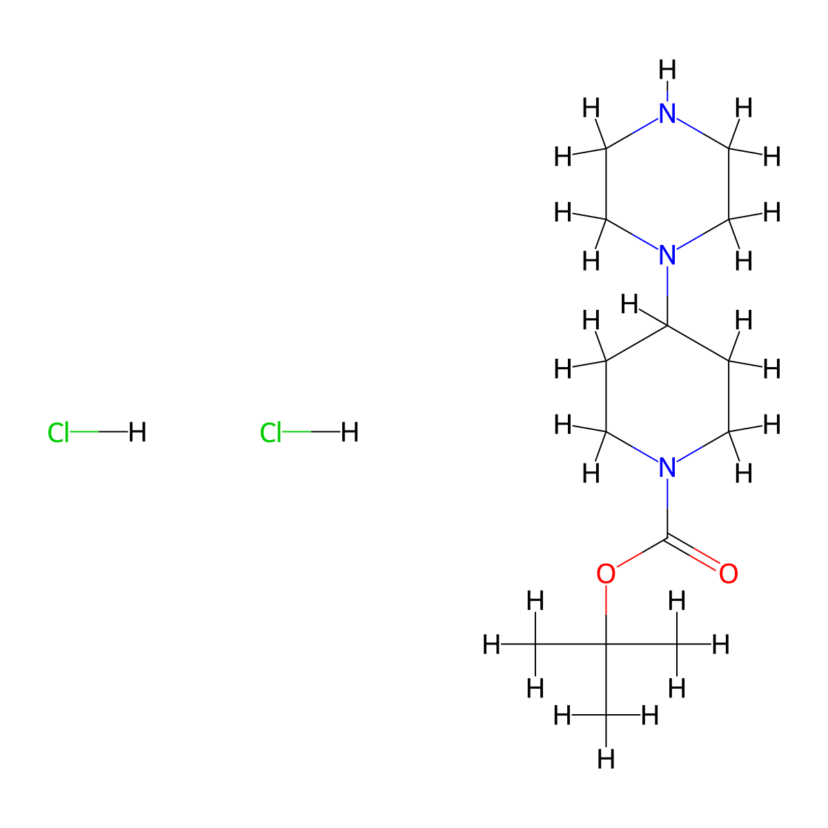 tert-Butyl 4-(piperazin-1-yl)piperidine-1-carboxylate dihydrochloride molecular structure, CAS 686298-02-2